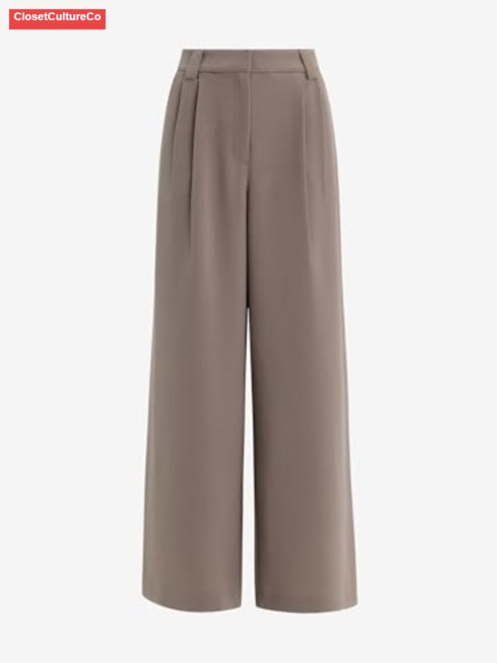 Women's Mid-Rise Relaxed Wide-Leg Trousers Stretch Twill Curvy Fit Workwear - Picture 5 of 5